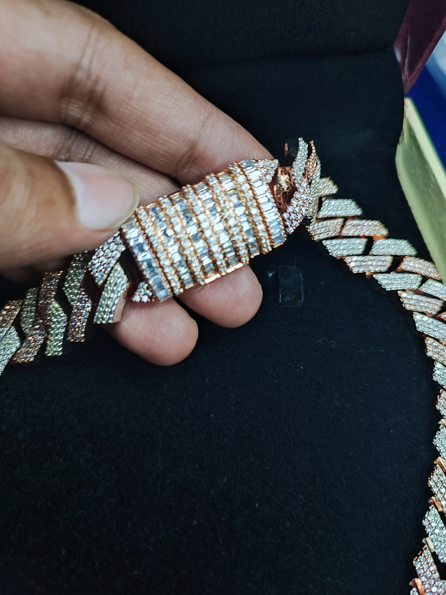 Heavy Solid 925 Sterling Silver Men's VVS1 Moissanite Diamond Studded Cuban Chain,Icedout Rapper chains,18mm wide,Baguette Quality Box Clasp