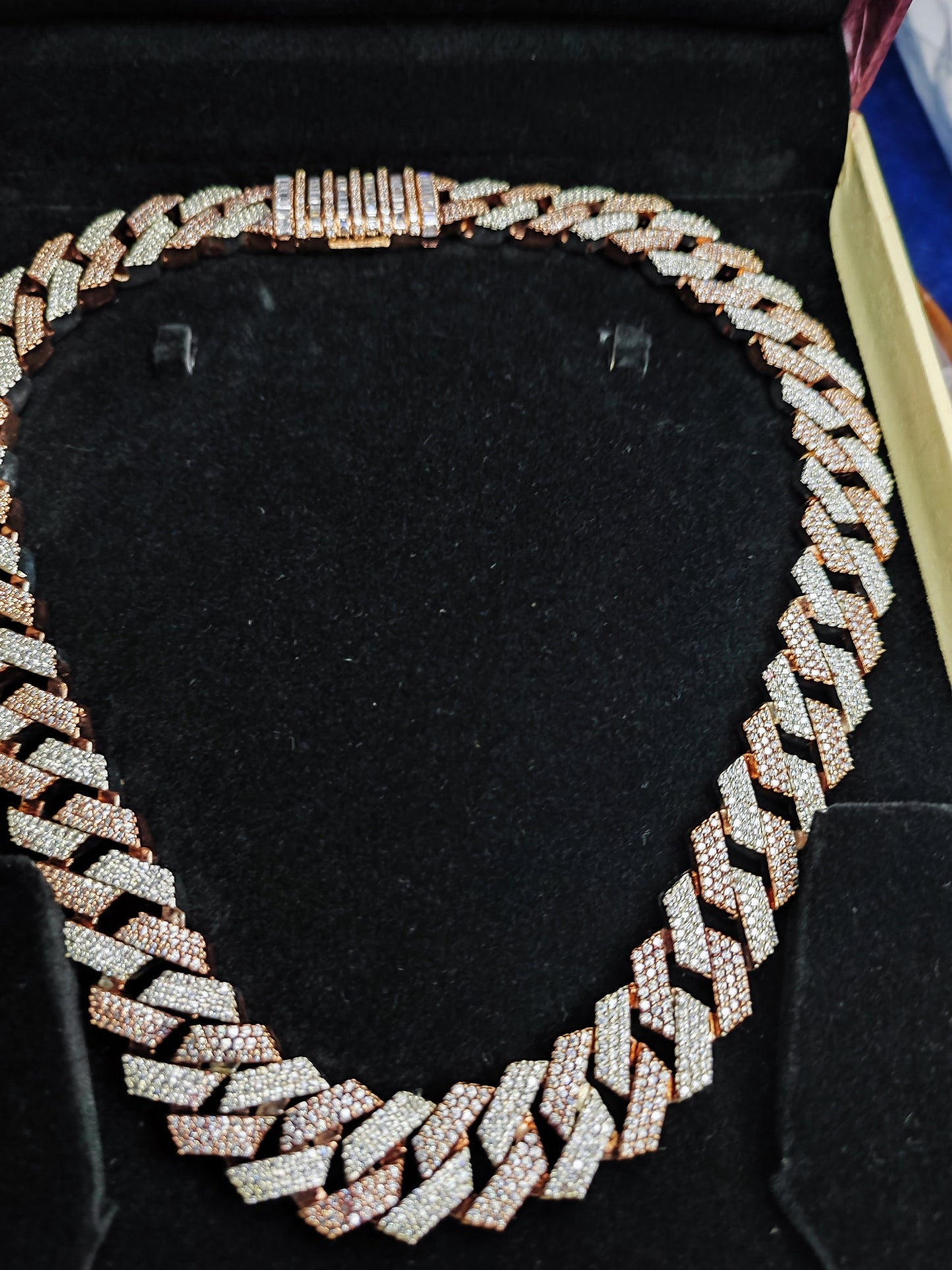 Heavy Solid 925 Sterling Silver Men's VVS1 Moissanite Diamond Studded Cuban Chain,Icedout Rapper chains,18mm wide,Baguette Quality Box Clasp