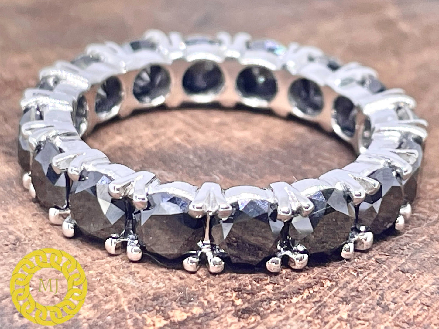 Black Diamond Infinity Band-Round Diamonds-18k Gold-Black Diamond Eternity ring-April birthstone ring-Engagement Ring-Gift for her