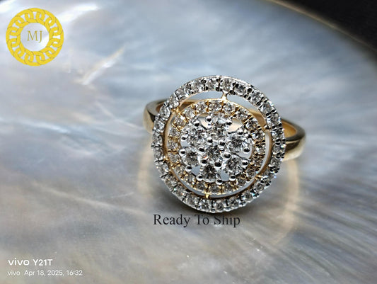 Natural Diamond Cluster ring-Round Diamonds- 14k Solid Gold ring -woman ring-April birthstone ring-Engagement Ring-White Diamond ring