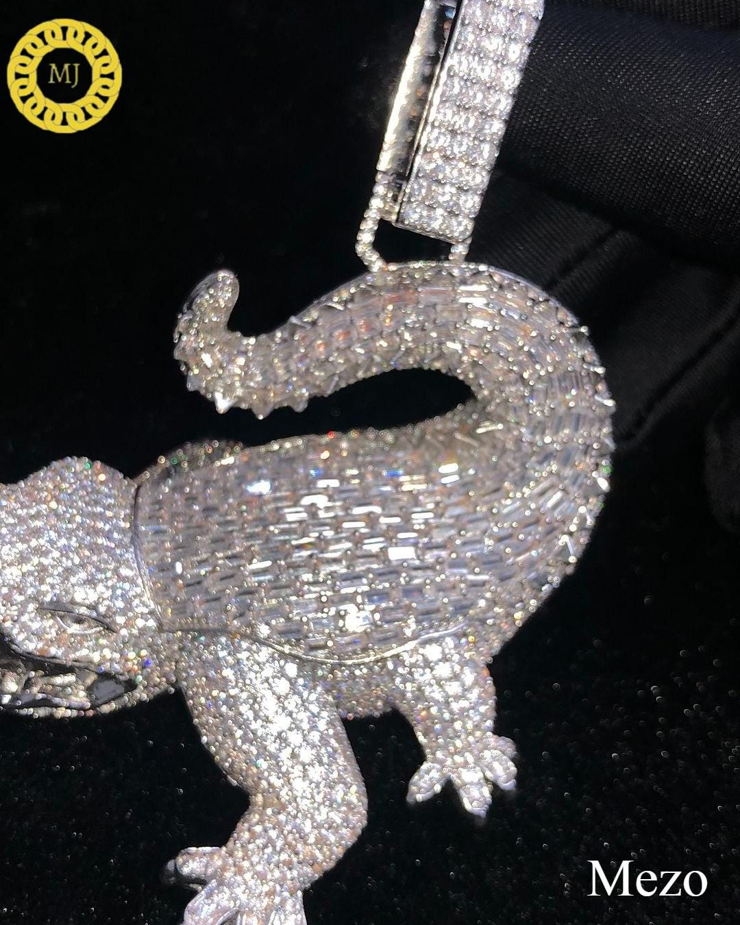 925 sterling silver crocodile pendant,GRA Moissanite Diamond Icedout crocodile necklace, animal necklace, wild animals, ferocious animals