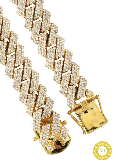 Heavy Solid 925 Sterling Silver Men's VVS1 Moissanite Diamonds Studded Cuban Chain,Icedout Rapper chains,17 mm wide, Quality Box Clasp