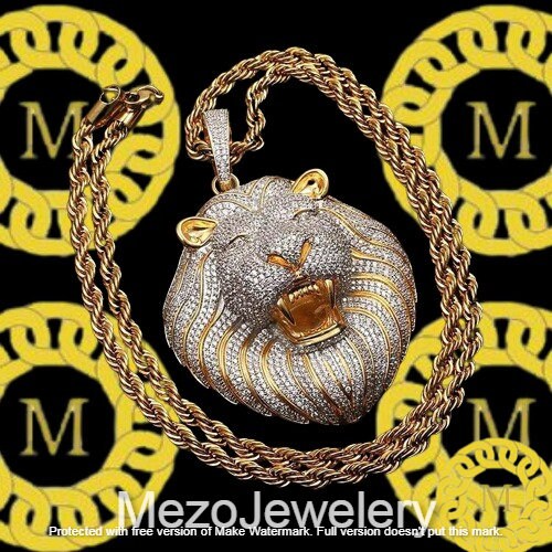 Sterling Silver 925 Fully Iced Out Lion Head Moissanite Pendant, Men's Hip hop pendant , VVS1 D colour Moissanite
