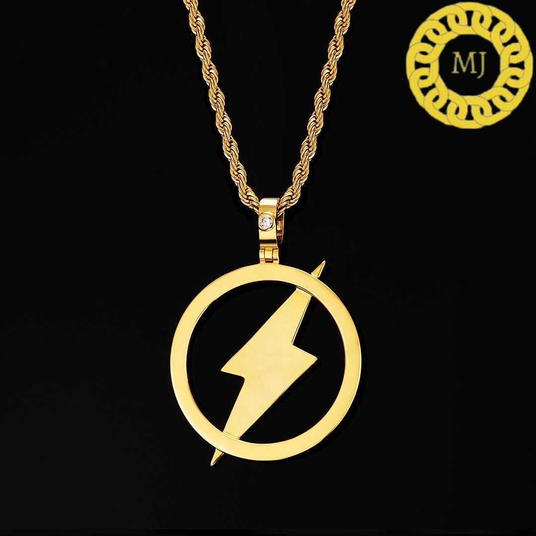 Lighting Bolt Pendant in silver,Icedout Lighting Bolt Pendant, Rapper jewelry,moissanite diamond Pendant,iced Lighting Bolt Pendant,