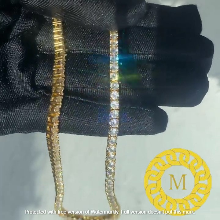 5mm VVS Moissanite Diamond Tennis Chain 40-75tcw 925 Sterling Silver D Color Colourless VVS Clarity GRA Certificate Pass Diamond Tester