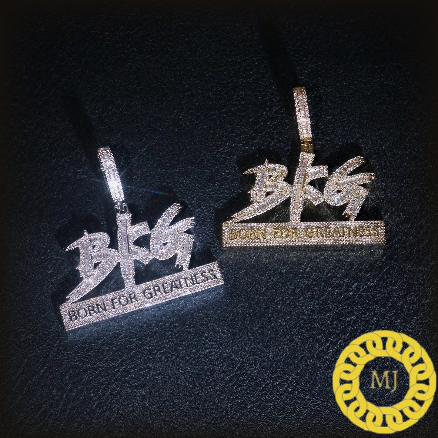 Silver Luxury Iced Out Baguette Born For Greatness Pendant , Hip Hop Jewelry, Gift For Him,Rapper Icy BFG Pendants ,Personalized Jewelry