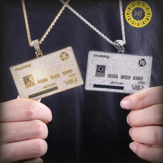 HIP HOP PENDANT,Moissanite  Pave Diamond Hip hop Credit Card Pendant, Sterling Silver Hip Hop Pendant , Mens Hip Hop Pendant , Git For Him