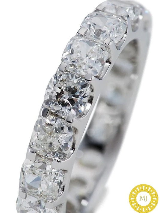 5 MM Round Cut Colourless Moissanite Wedding Band, U Prong Full Eternity Band, Stackable Band, Bridal Ring Set, Anniversary Gifts for Her