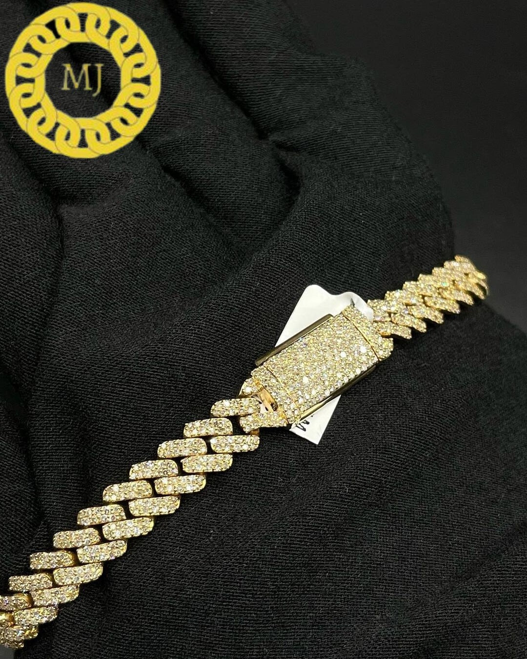 10 mm Cuban Link Chain Iced Out Bracelet,Hip Hop Bling, Unisex Bracelet, Gift For Him/Her, Natural Moissanite Cuban Bracelet,Sterling Silver