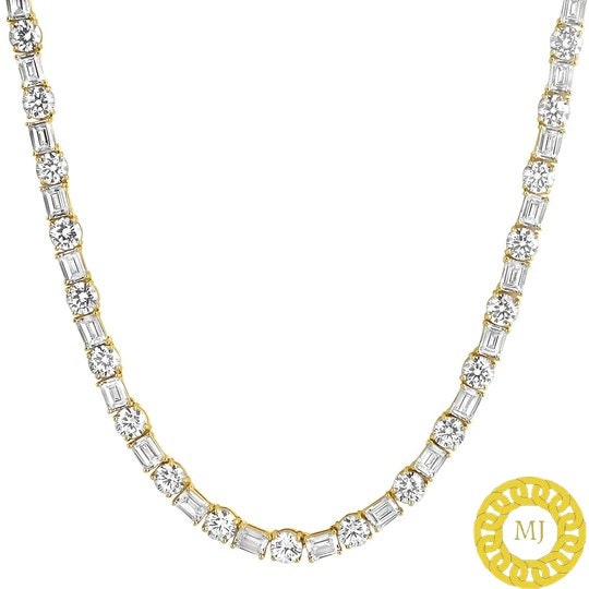 Men's Women's Solid 925 Sterling Silver VVS1 D Moissanite Emerald & round cut Tennis chain , Rapper Tennis necklace ,Pass The Diamond Tester