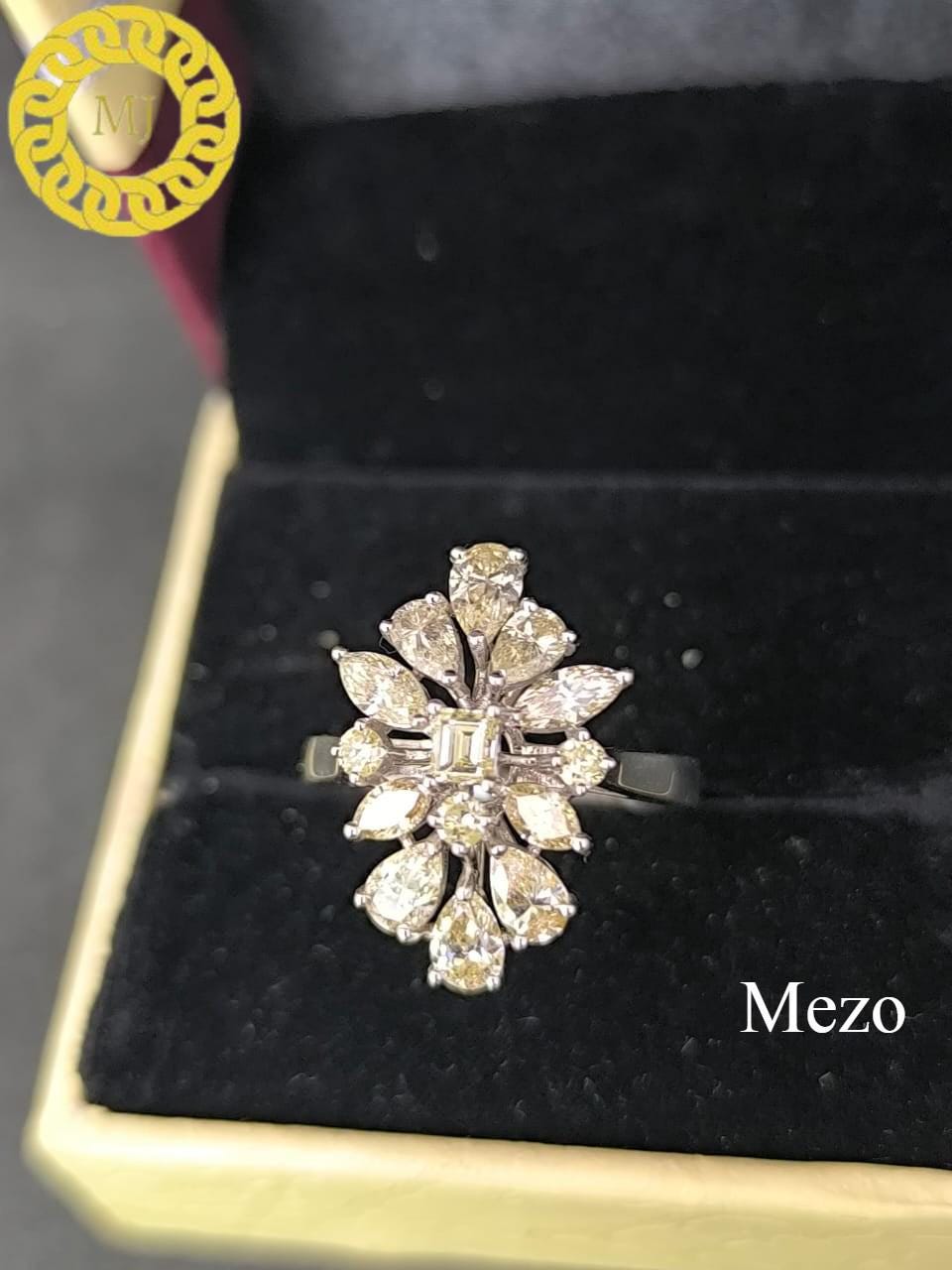 Pear, Marquise leaves, Emerald cut, round Shape Diamond Ring,Cocktail Ring, 18k Solid Gold,Natural Diamonds,Lemon Diamonds ring, Fancy cut