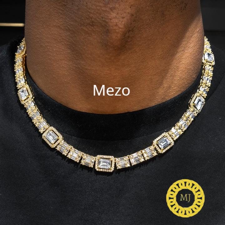 Iced Out Emerald cut Moissanite Diamond Tennis chain ,Mens Iced out cluster Baguette Chain Hip hop, 925 Solid Silver Tennis Necklace,