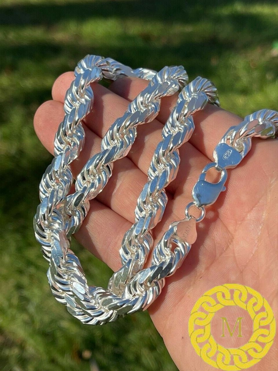 Men's 11 MM Real Solid 925 Sterling Silver Diamond Cut HEAVY SOLID Rope Chains 18" - 30", Rope Chain