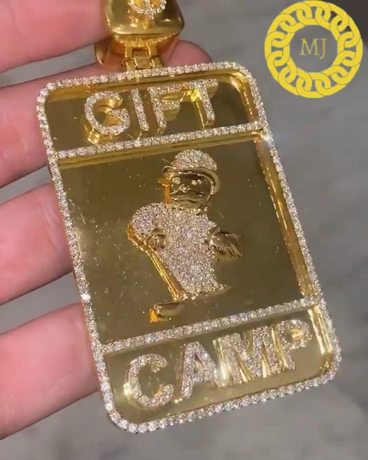 Custom Name Pendant, 925 Sterling Silver 14K Gold Plated Moissanite Studded Iced Out Pendant/ Custom Name Pendant/Men's Pendant/Logo Pendant