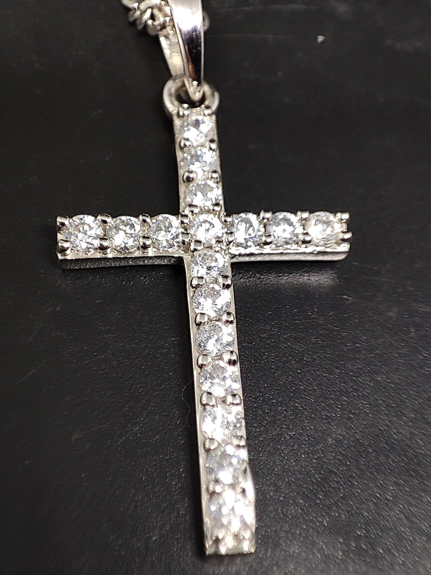 Men's or Women's MOISSANITE Solid 925 Sterling Silver Tennis Cross Pendants, Moissanite Cross,Super shining cross!! PASSES DIAMOND Tester!!!
