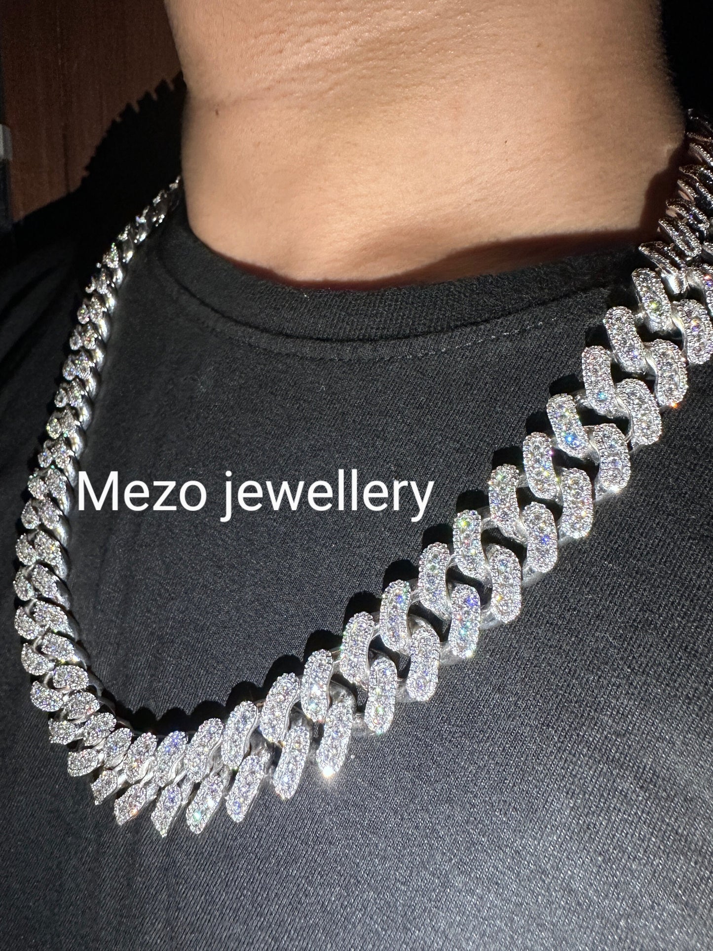 Heavy Solid 925 Sterling Silver Men's VVS1 Moissanite Diamonds Studded Cuban Chain,Icedout Rapper chains,18mm wide, Quality Box Clasp