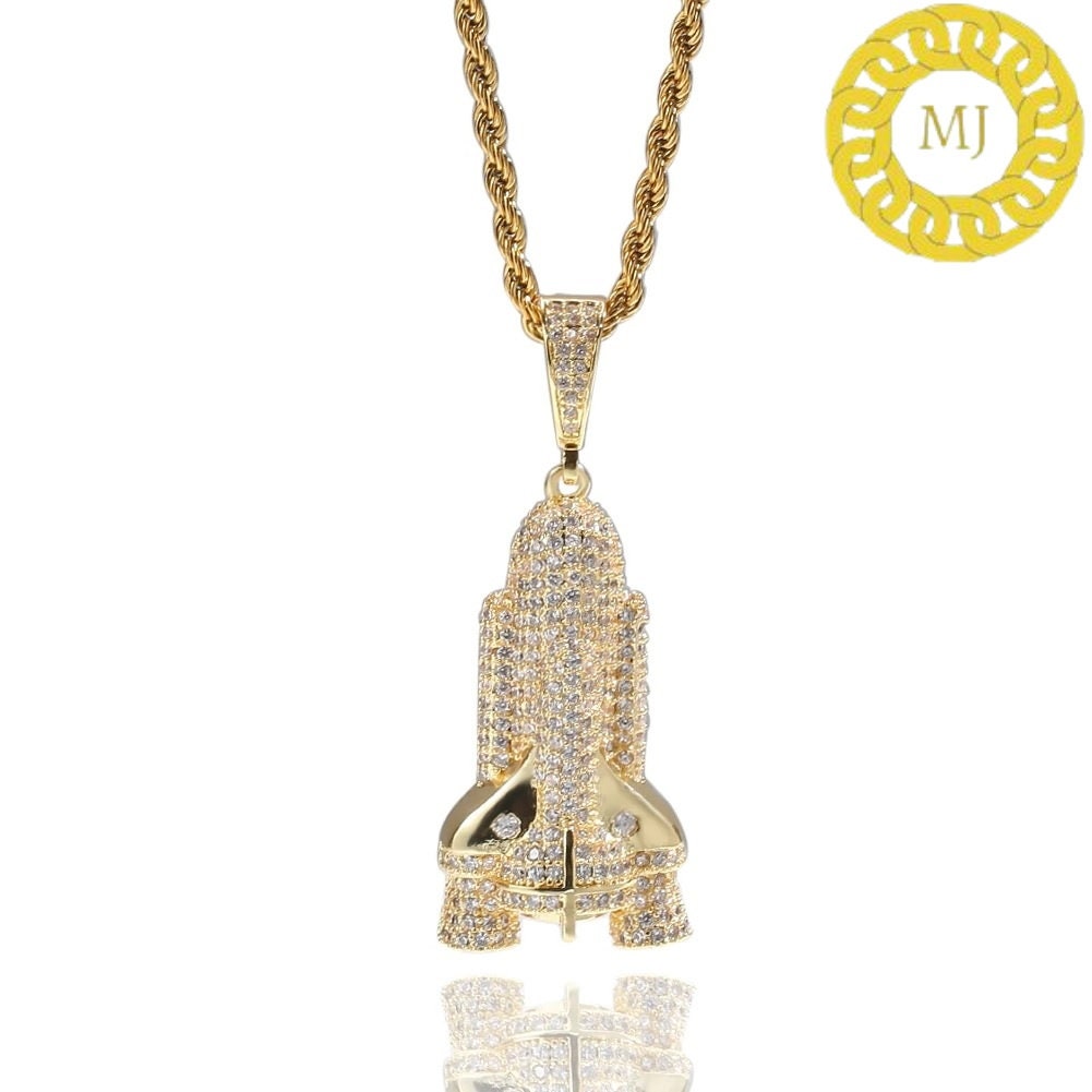 Moissanite diamond 3D Rocket Spacecraft Pendant Necklace, Silver 925,Icedout Rocket Pendant,Flawless VVS Moissanite jewelry,Rocket jewelry