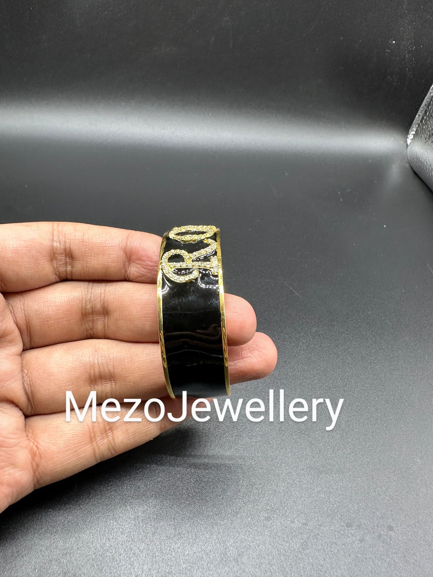 18ct Gold Custom Initial Bracelet, 925 Silver Personalised Enamel Handmade With Names,20mm,Heavy Bangle, Birthday Birthday, Valentines gift