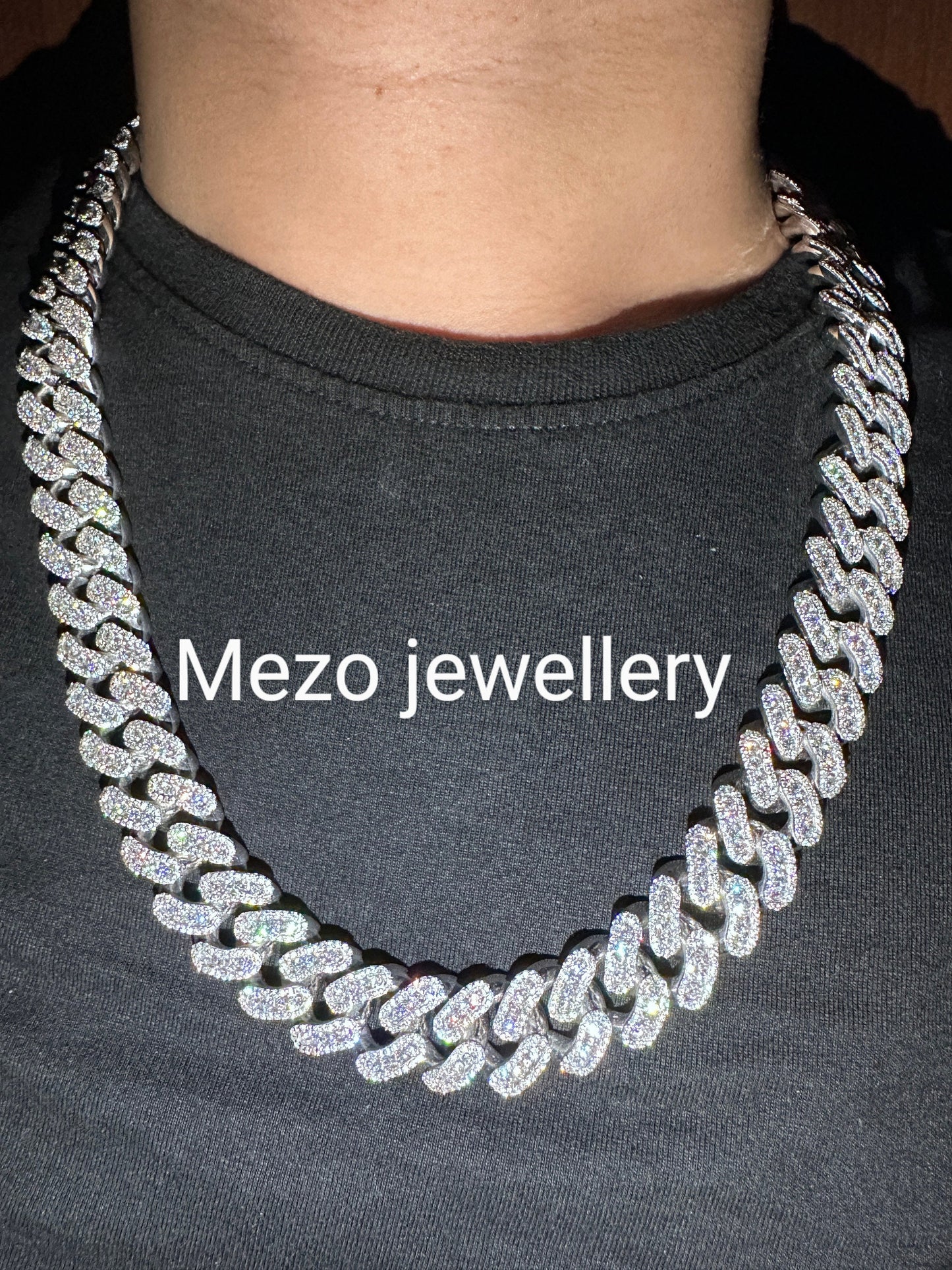 Heavy Solid 925 Sterling Silver Men's VVS1 Moissanite Diamonds Studded Cuban Chain,Icedout Rapper chains,18mm wide, Quality Box Clasp