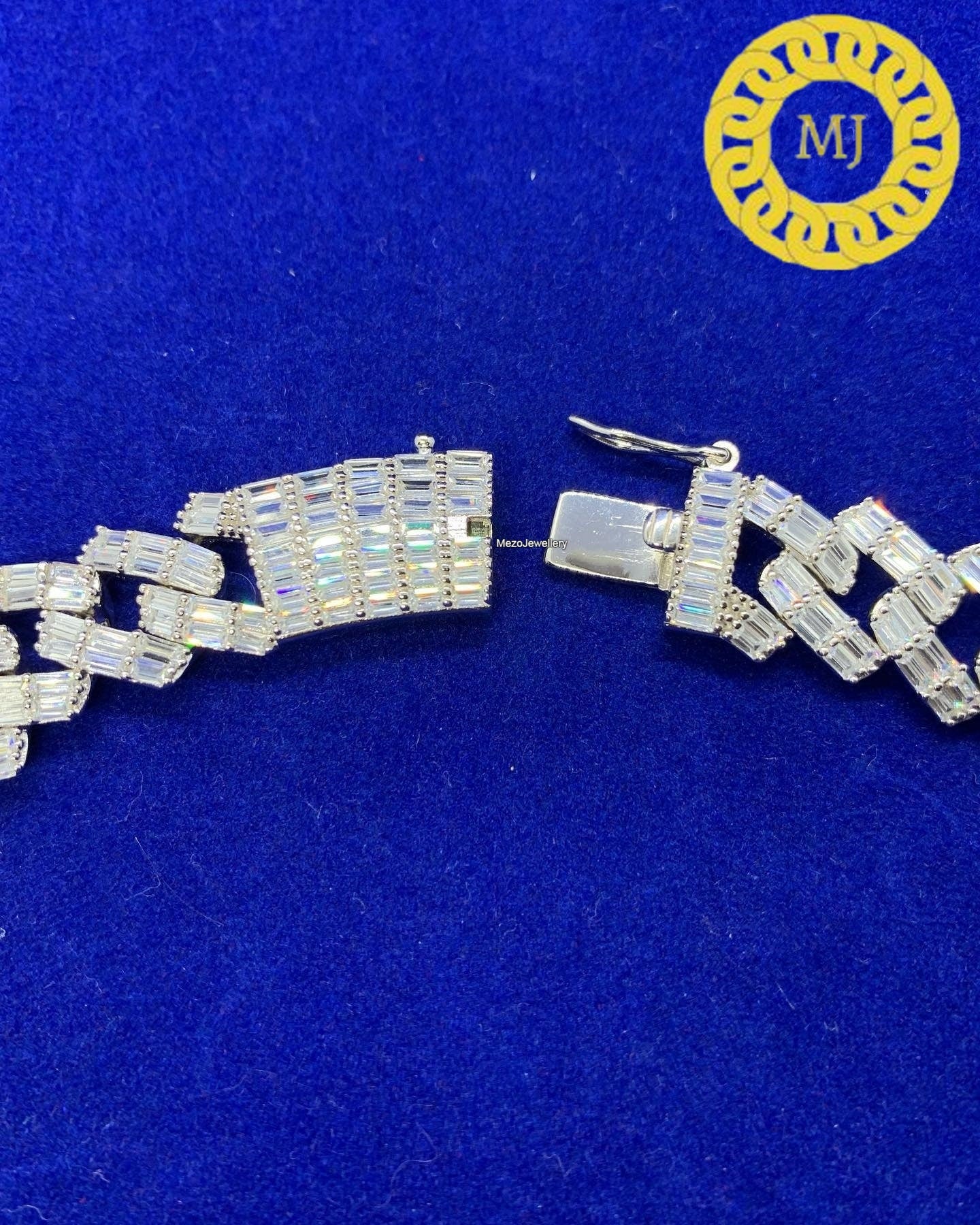 11mm Cuban Link Chain | VVS1 Quality Baguette Moissanite Diamond | Heavy 925 Sterling Silver | White Gold Plated | Gift For Men and Women |