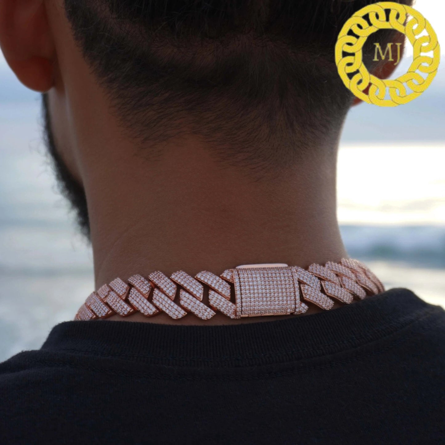 Heavy Solid 925 Sterling Silver Men's VVS1 Moissanite Diamonds Prong Studded Cuban Chain,Icedout Rapper chains,19 mm wide, Quality Box Clasp