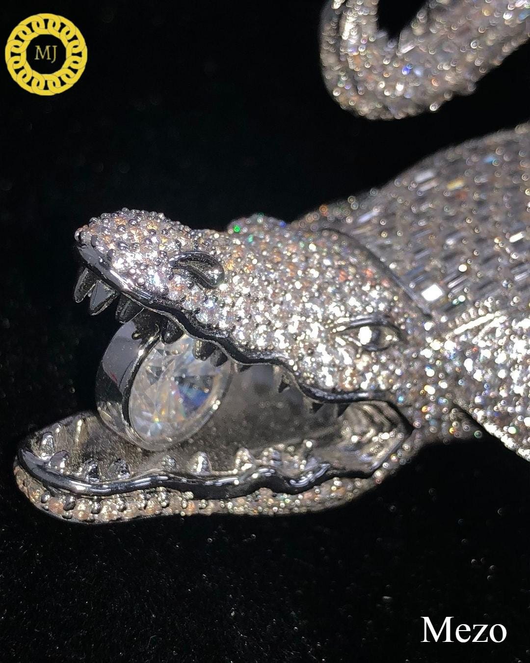 925 sterling silver crocodile pendant,GRA Moissanite Diamond Icedout crocodile necklace, animal necklace, wild animals, ferocious animals