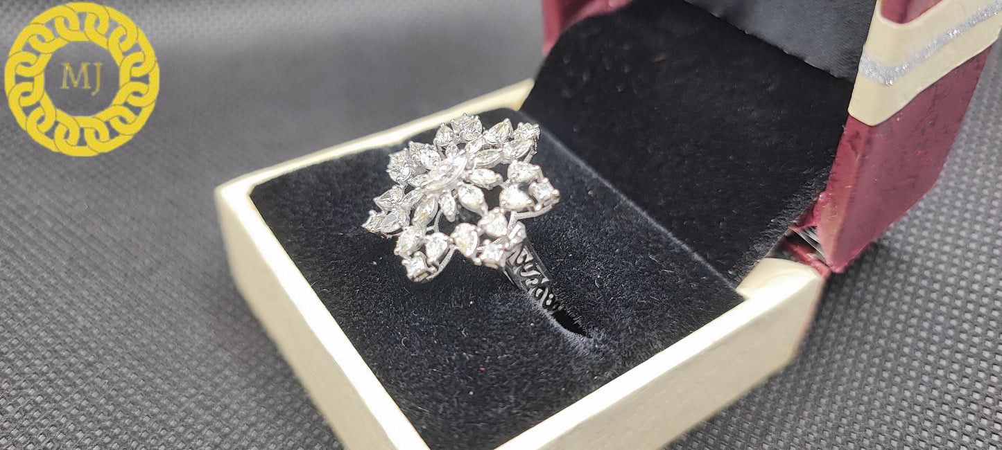 Pear, Marquise leaves, Princess cut Shape Diamond Ring,Cocktail Ring,18k Solid Gold,Natural Diamonds, Diamonds ring, Fancy cut,gift for her