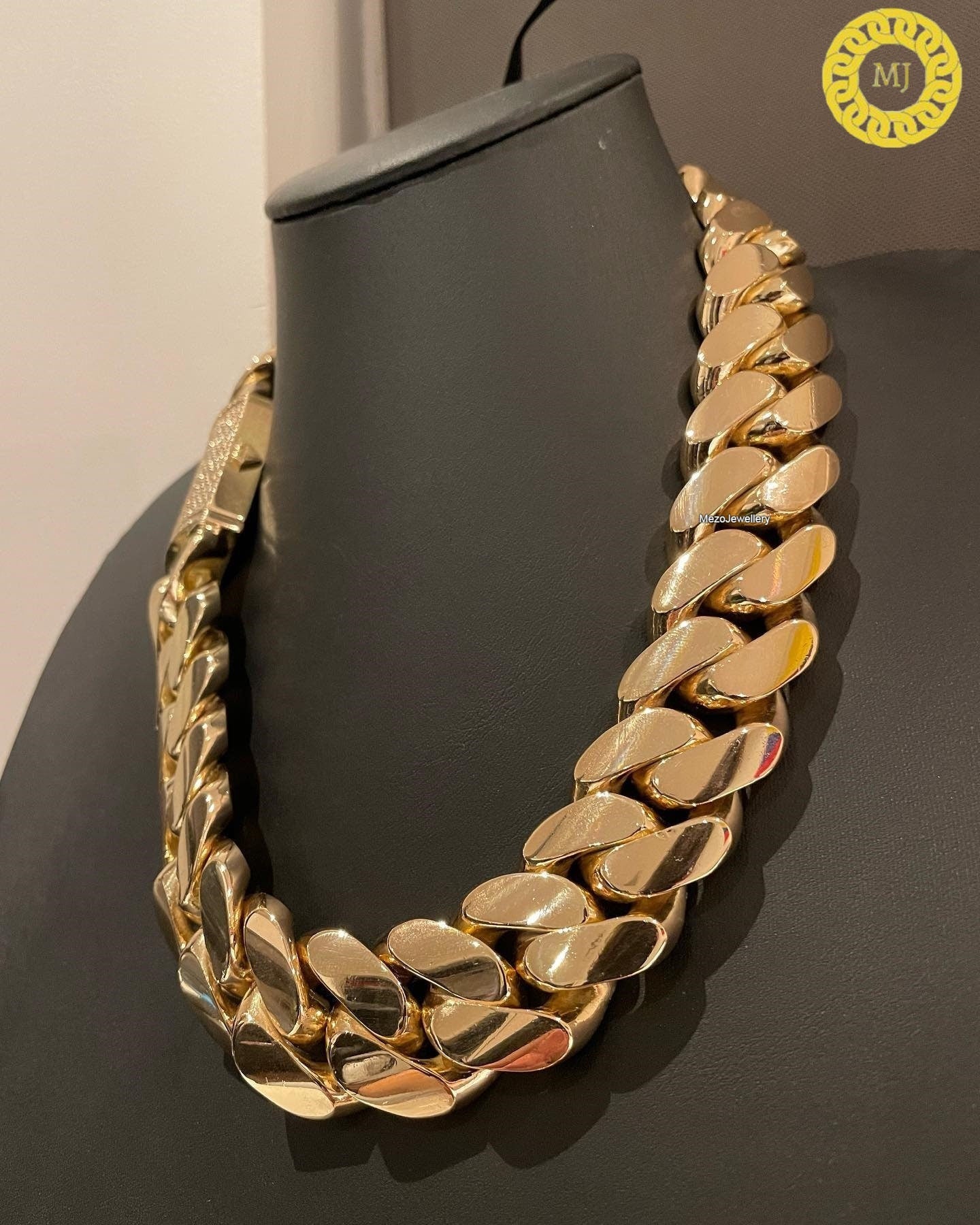 30mm 20" Miami Cuban Link Chain 950 Gram Heavy Solid 925 Sterling Silver 14K Gold Plated Curb Chain For Men And Women Hiphop Chain, icy lock