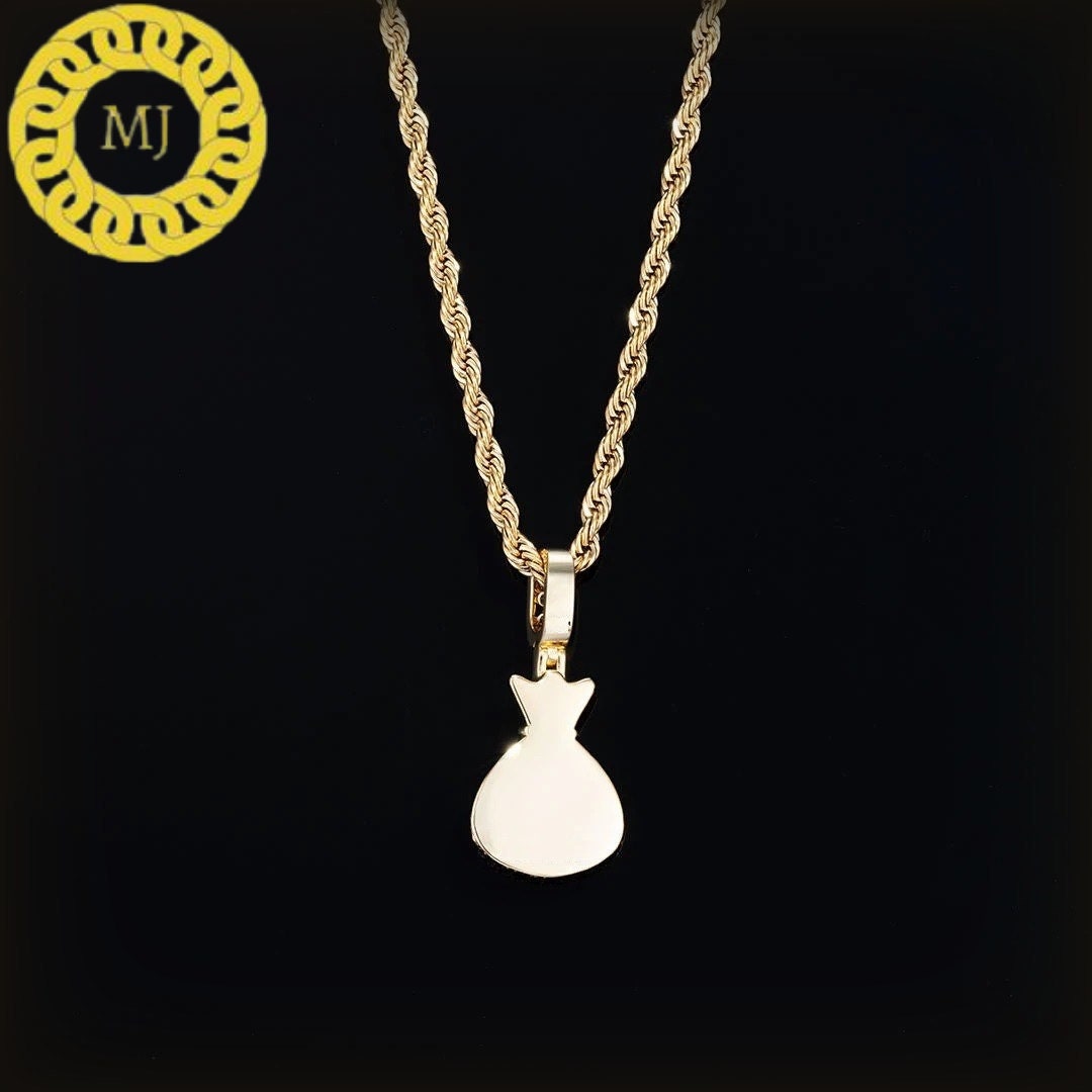 Moneybag Hip Hop Pendant Money Bag Pendant Charm MoneyBag Pendant Iced Money Bag Iced Moneybag Silver Gift Hiphop Moissanite Diamond Pendant