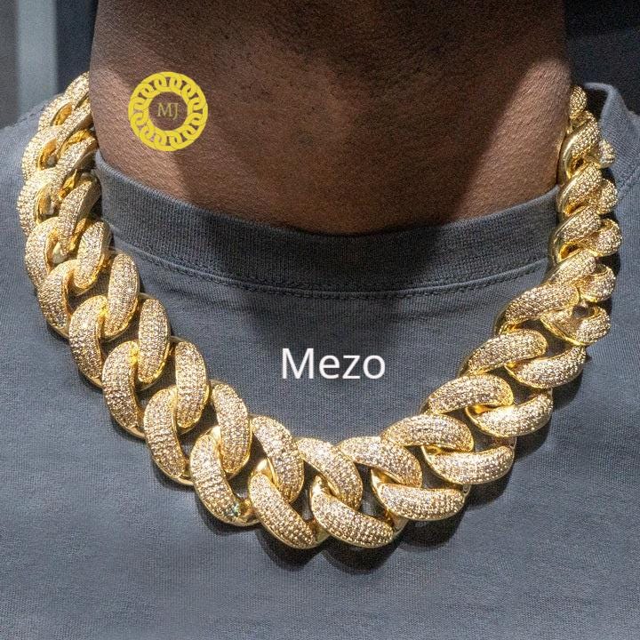 Heavy Solid 925 Sterling Silver Men's VVS1 Moissanite Diamonds Studded Cuban Chain,Iced Out Rapper chains,28mm wide, Quality Box Clasp