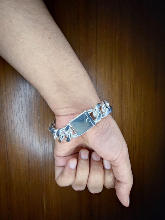 Sterling Silver 19 mm Cuban Link Bracelet, Cuban Chain, Heavy 925 Silver Men's Bracelet, Gift for him , Cuban bracelet men, men's bracelet