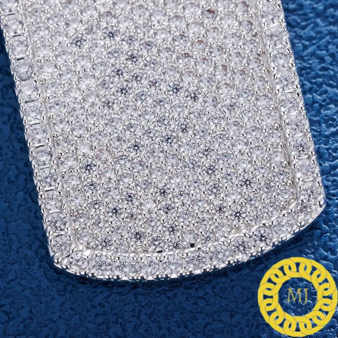 Solid 925 Silver Icedout MOISSANITE DOG Tag Pendant, customize diamond pendant, Idealist Fully iced out pendant, Rapper Pendants