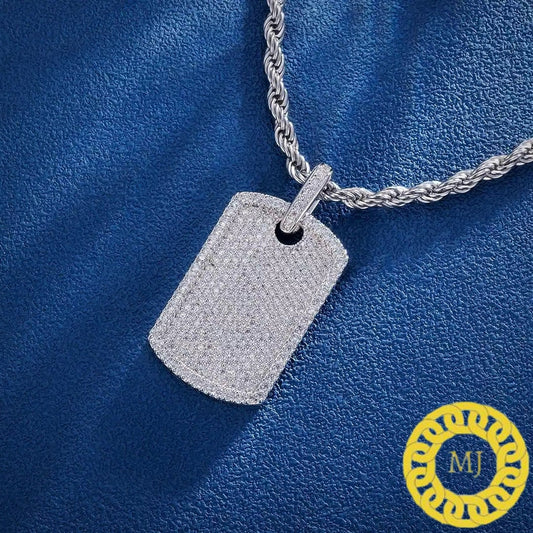 Solid 925 Silver Icedout MOISSANITE DOG Tag Pendant, customize diamond pendant, Idealist Fully iced out pendant, Rapper Pendants
