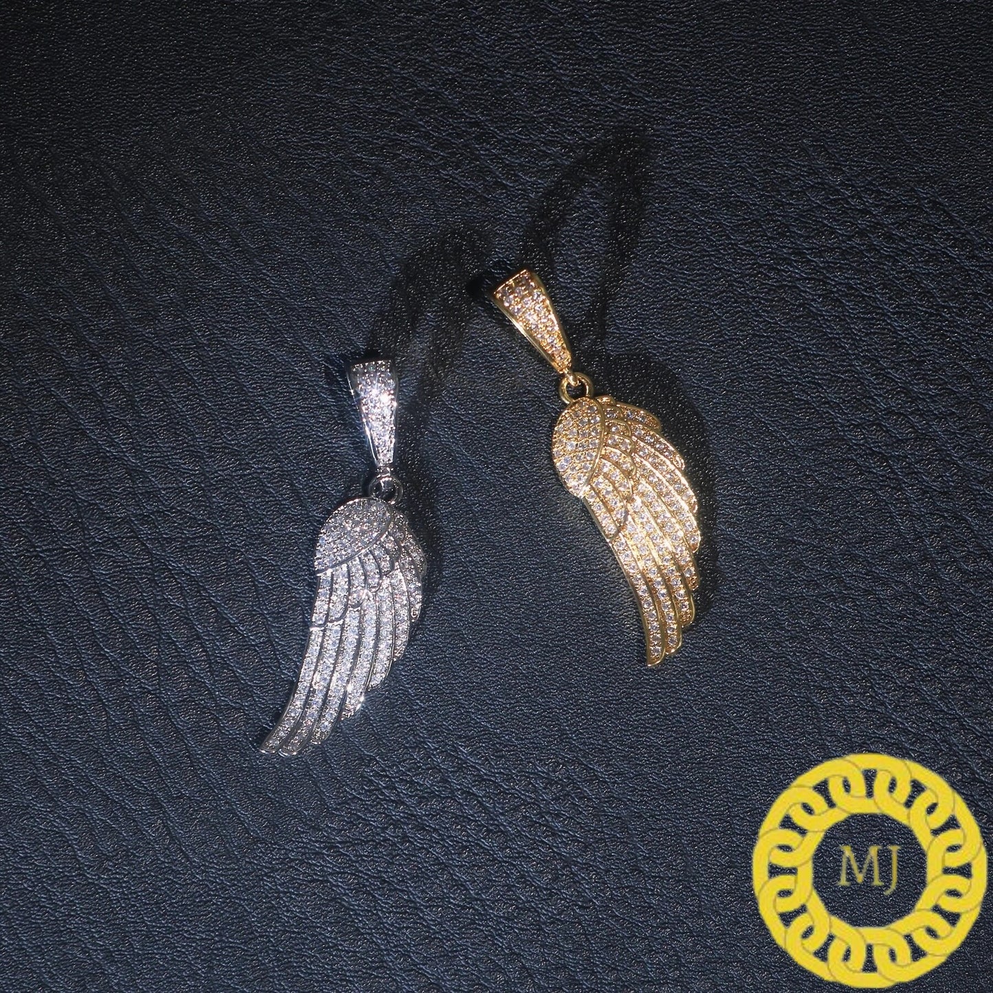VVS1 Moissanite diamonds Studded Solid 925 Sterling Silver Gorgeous Angel Wing pendant | Iced Out pendant/14k Gold plated Angel wing Pendant