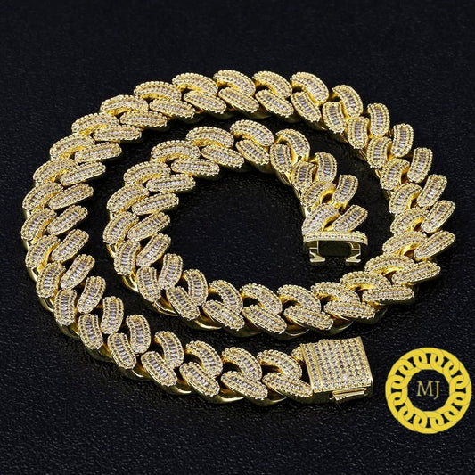 16MM VVS1 Moissanite Icedout baguette cut Cuban Chain With 14k White Gold Finished In Sterling Silver 925, 16 - 26'',Pass The Diamond Tester