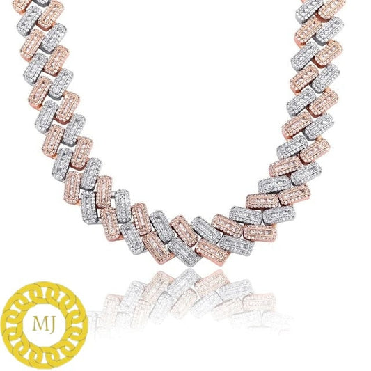 Heavy Solid 925 Sterling Silver Men's VVS1 Moissanite Baguette Studded Cuban Chain,Icedout Rapper chains,20mm wide, Quality Box Clasp