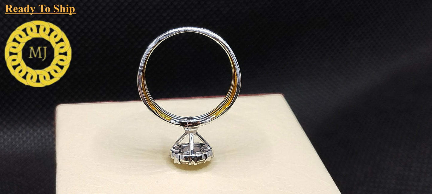 Round Pressure Setting Diamond Engagement Ring 18k Solid Gold Diamond Wedding Ring Vintage Ring Art Deco Diamond Ring Anniversary Gift