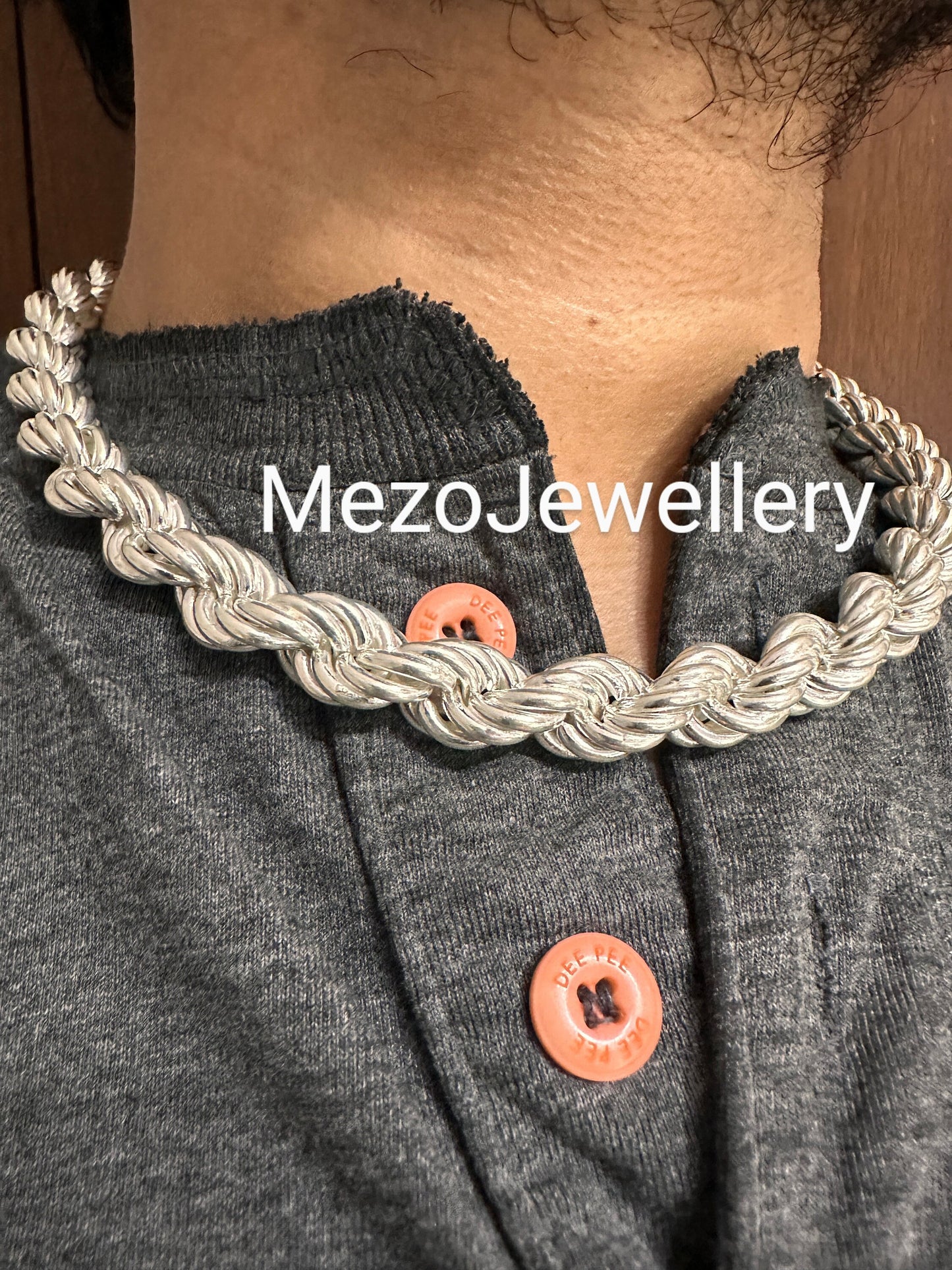 Heavy 925 Silver Twisted Rope Chain - Mens Silver Rope Chain Necklace - Mens Necklace - 16mm Silver Chain - Rapper Thick Chain Men's Jewelry
