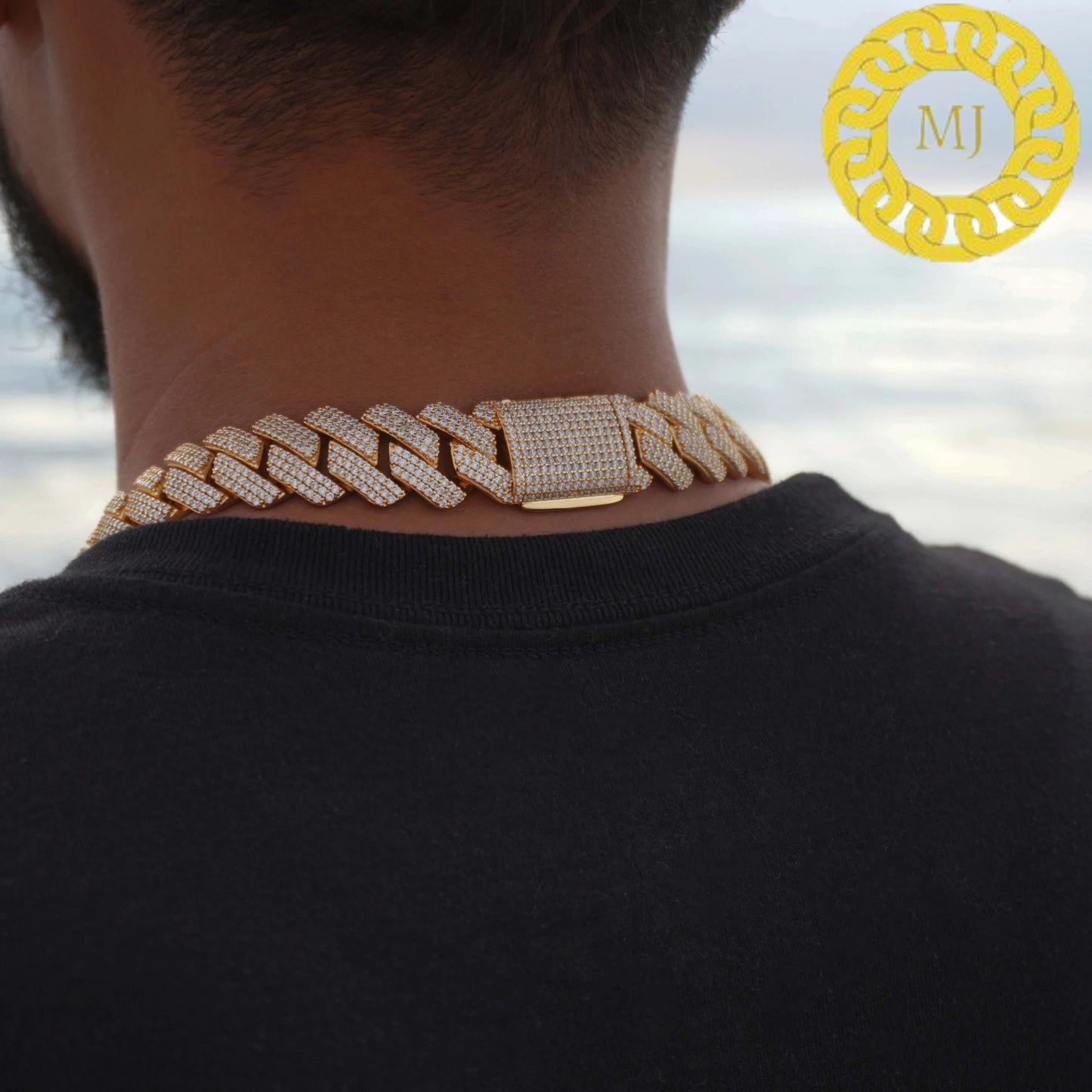 Heavy Solid 925 Sterling Silver Men's VVS1 Moissanite Diamonds Prong Studded Cuban Chain,Icedout Rapper chains,19 mm wide, Quality Box Clasp