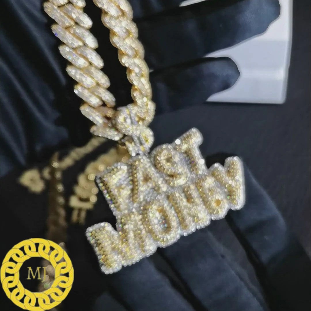 Moissanite Fast money necklace,New Iced Out Bling Letters Fast Money Pendant Necklaces Gold Color,Dollar Symbol Charm Men's Hip Hop Jewelry