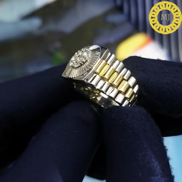 Micro Pave Set Diamond Ring, VVS1 Moissanite Iced Out Diamond Ring For Men , Wedding Groom's Ring, Diamond Signet Ring, Hip-Hop Men's Ring