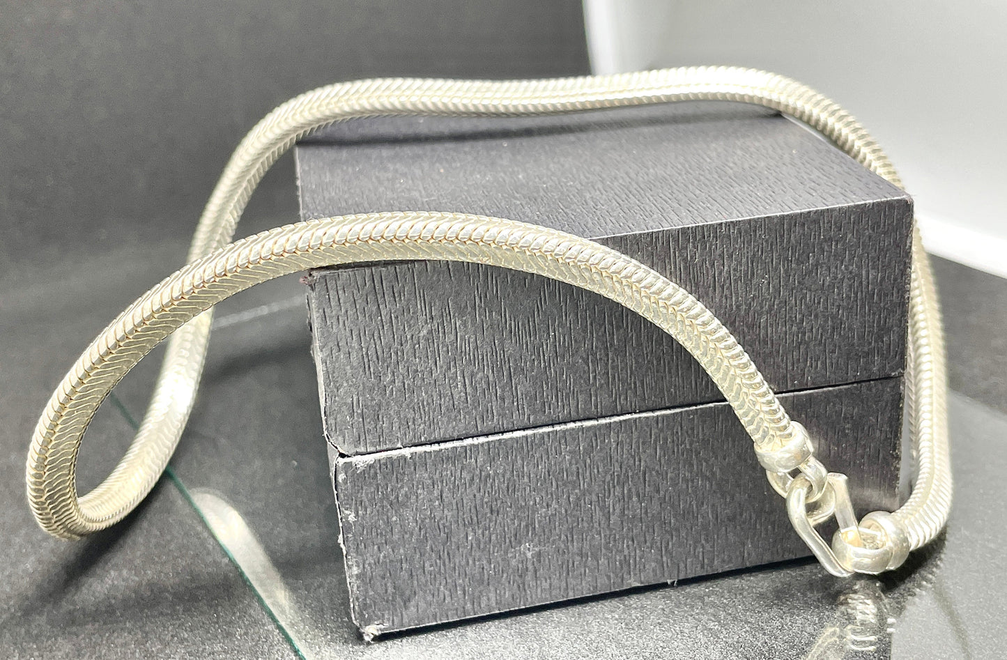 Sterling Silver Snake Chain Necklace, Unisex Thick Silver Chain Necklace, triangle snake Chain , Men Jewelry, Necklace Gift for Him/her