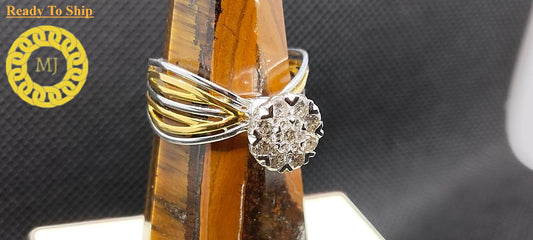 Round Pressure Setting Diamond Engagement Ring 18k Solid Gold Diamond Wedding Ring Vintage Ring Art Deco Diamond Ring Anniversary Gift