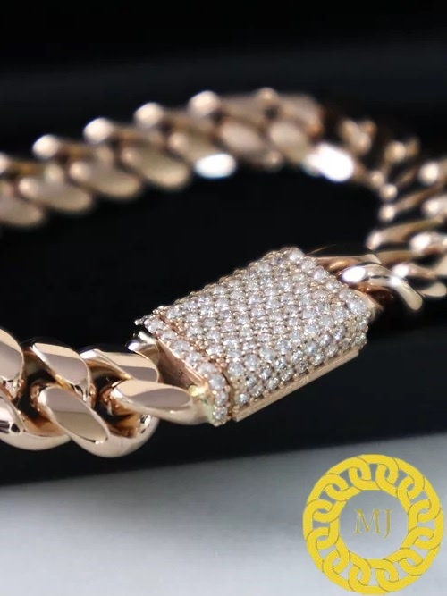 10 MM | VVS Moissanite Diamond Cuban link Bracelet | Hip Hop Miami Sterling Silver Cuban Chain | Icedout Moissanite Box Lock Cuban Bracelet