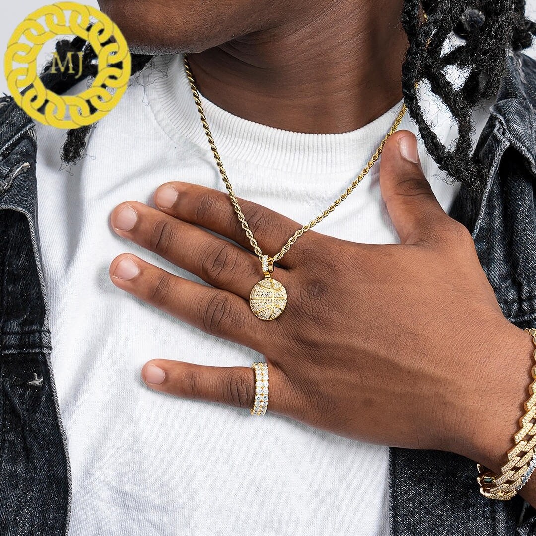 Iced out Basketball Pendant Charm Sports Pendant Iced Icy Basketball Silver pendant Hiphop Moissanite Diamond Pendant,basketball Pendants