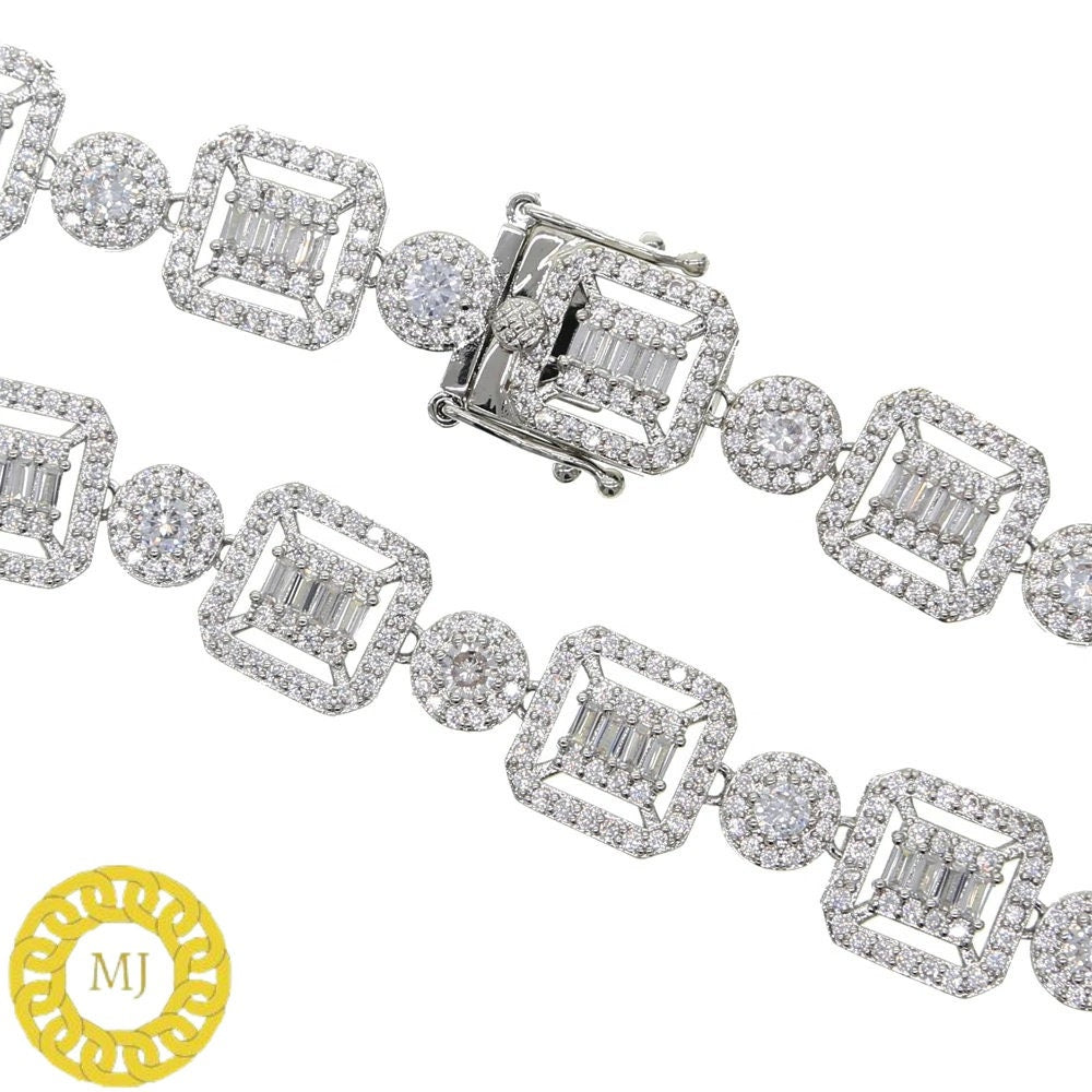 8mm NEW Style Cushion square Tennis Necklace Iced Out Tennis Chain VVS1 moissanite Stones Hip Hop Bling Rapper ,925 Silver Necklace