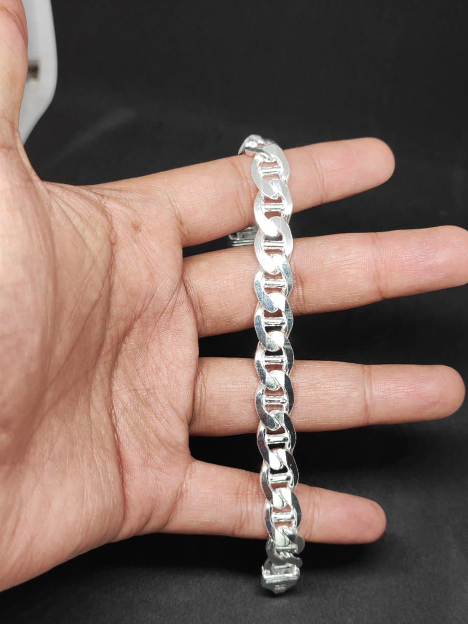 925 solid silver Mariner Bracelet , Mariner Link Bracelet, 11MM Width, Lobster Clasp, Adult Bracelet,C Cuban Bracelet