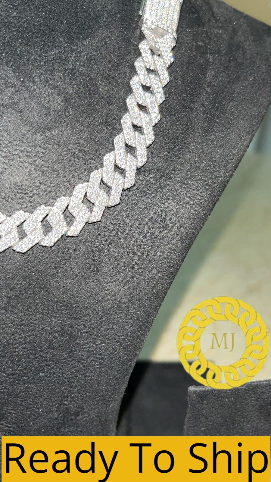 12MM VVS1 Moissanite Diamond Miami Cuban Chain With 14k White Gold Finished In Sterling Silver 925 , 20'' ,Pass The Diamond Tester