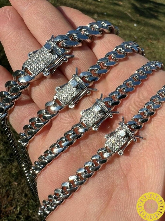 Cuban Curb Link Chain |Rapper Chain|925 Solid Sterling Silver| VVS1 Quality Moissanite | Passes Diamond Tester| Icedout Box Clasp | 5-10.5MM