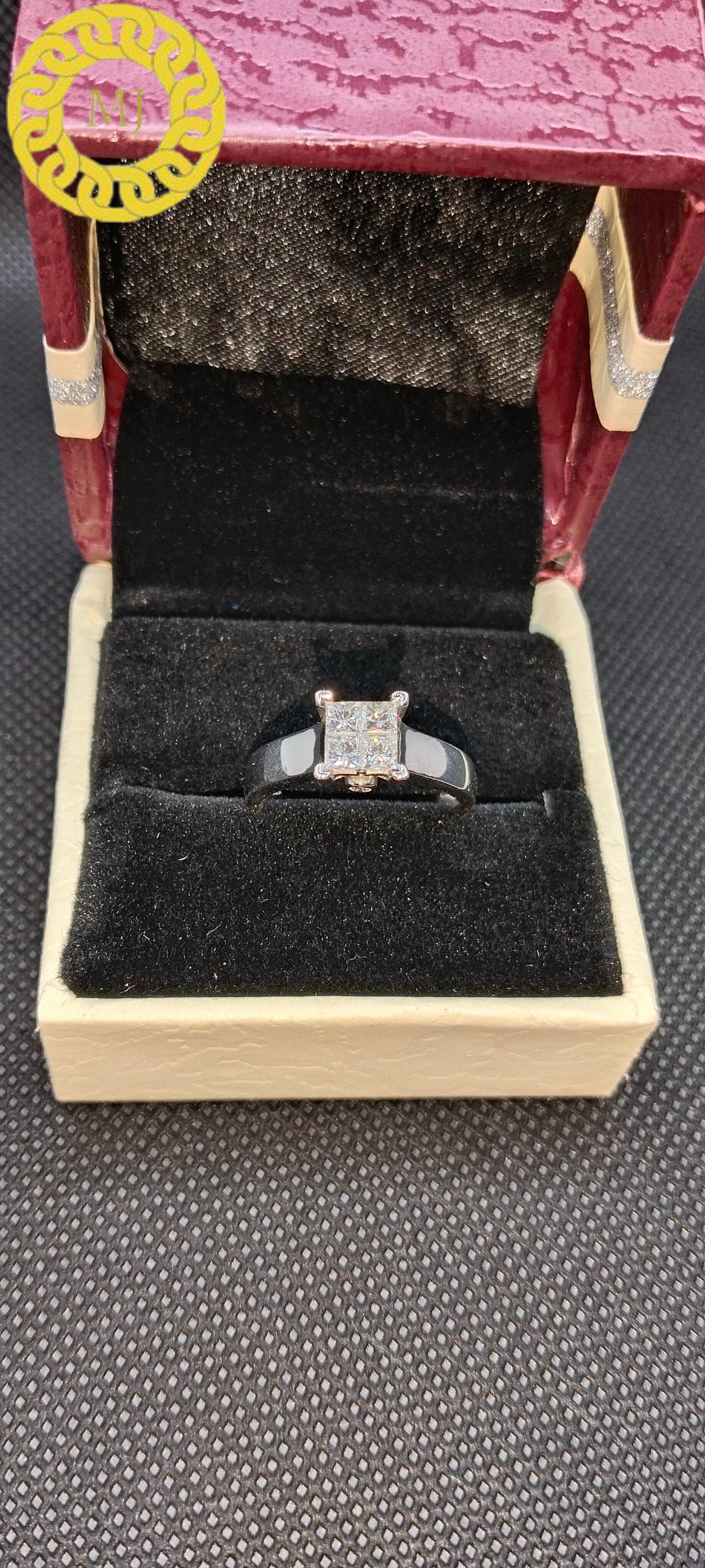 18 k white gold 4 stone princess cut diamond ring, Princess ring , Diamond engagement ring, solid gold ring, Diamond band, gift for her